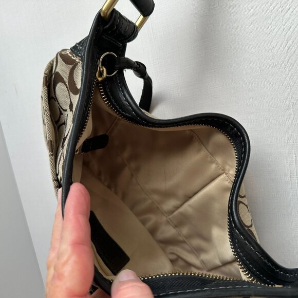 Y2K Coach Bleeker Hobo 11431, Black Tan Signature Canvas Shoulder Bag - Picture 13 of 16